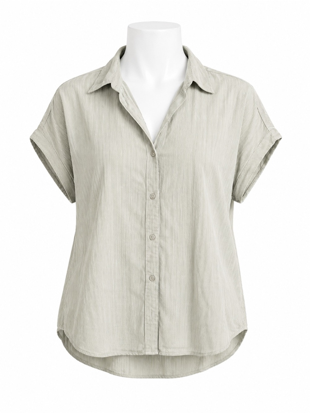 Size XXL Tilley Women’s Lyocell Button-Up Shirt Sage Green Stripe